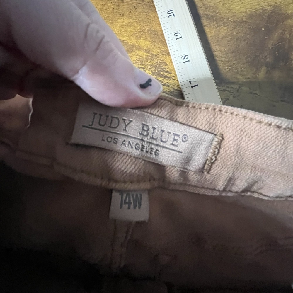 Judy Blue Brown Garment Dyed High Rise Flare Raw Hem Jeans Size 14W - Picture 9 of 11
